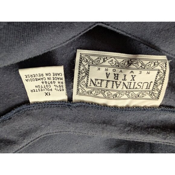 Justin Allen Extra New York Navy V-Neck T-Shirt IX Cotton/Polyester Blend - Picture 3 of 6